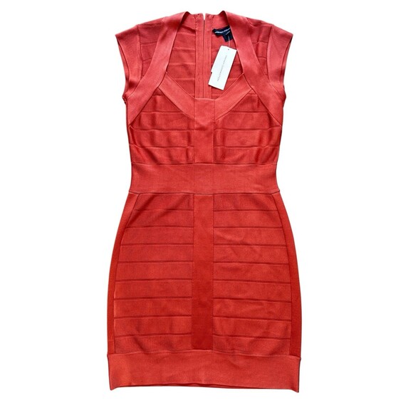 French Connection Classic Bodycon Bandage Dress Mini Dark Orange Rust Size 8 - Picture 2 of 7